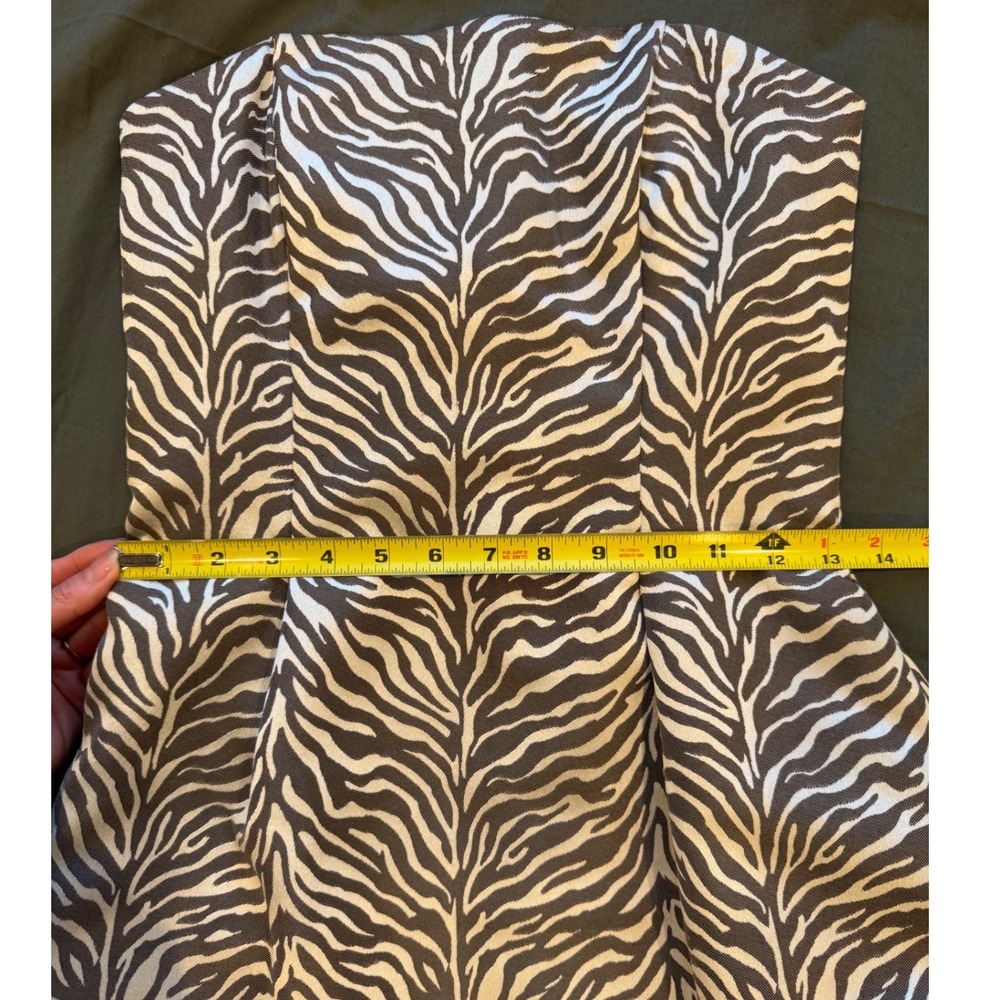 Vintage Jessica McClintock Zebra Print Bubble Hem Strapless Y2K Dress Silver 6 - Picture 9 of 10